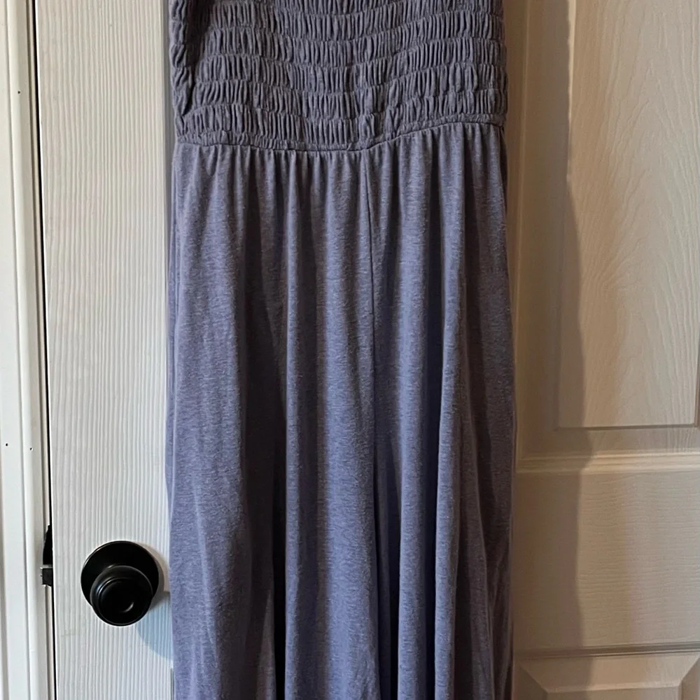 FP Movement by Free People Lavender Smocked Jumpsuit M Wide Leg Pockets - Picture 2 of 9